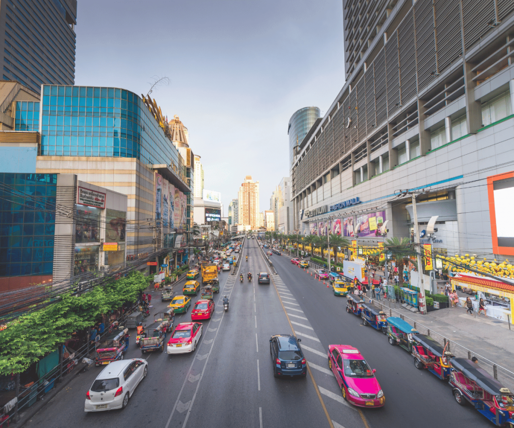A photo of a road in Bangkok, a popular destination for hair transplant in Thailand