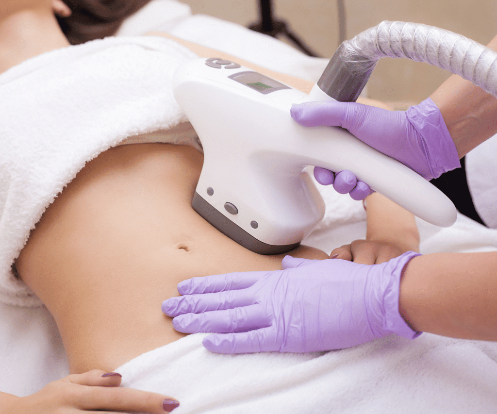 A person's belly getting the Liposuction procedure