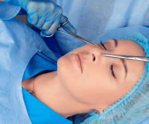A woman getting a Rhinoplasty surgery in Phuket
