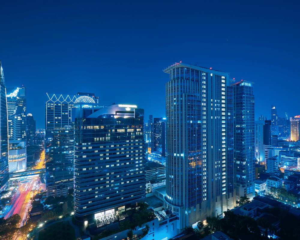 A night city view of Bangkok in Thailand